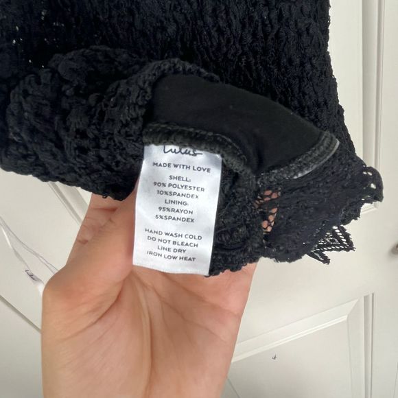 Lulus Black Lace Smoked Back Crop Top - Picture 7 of 7